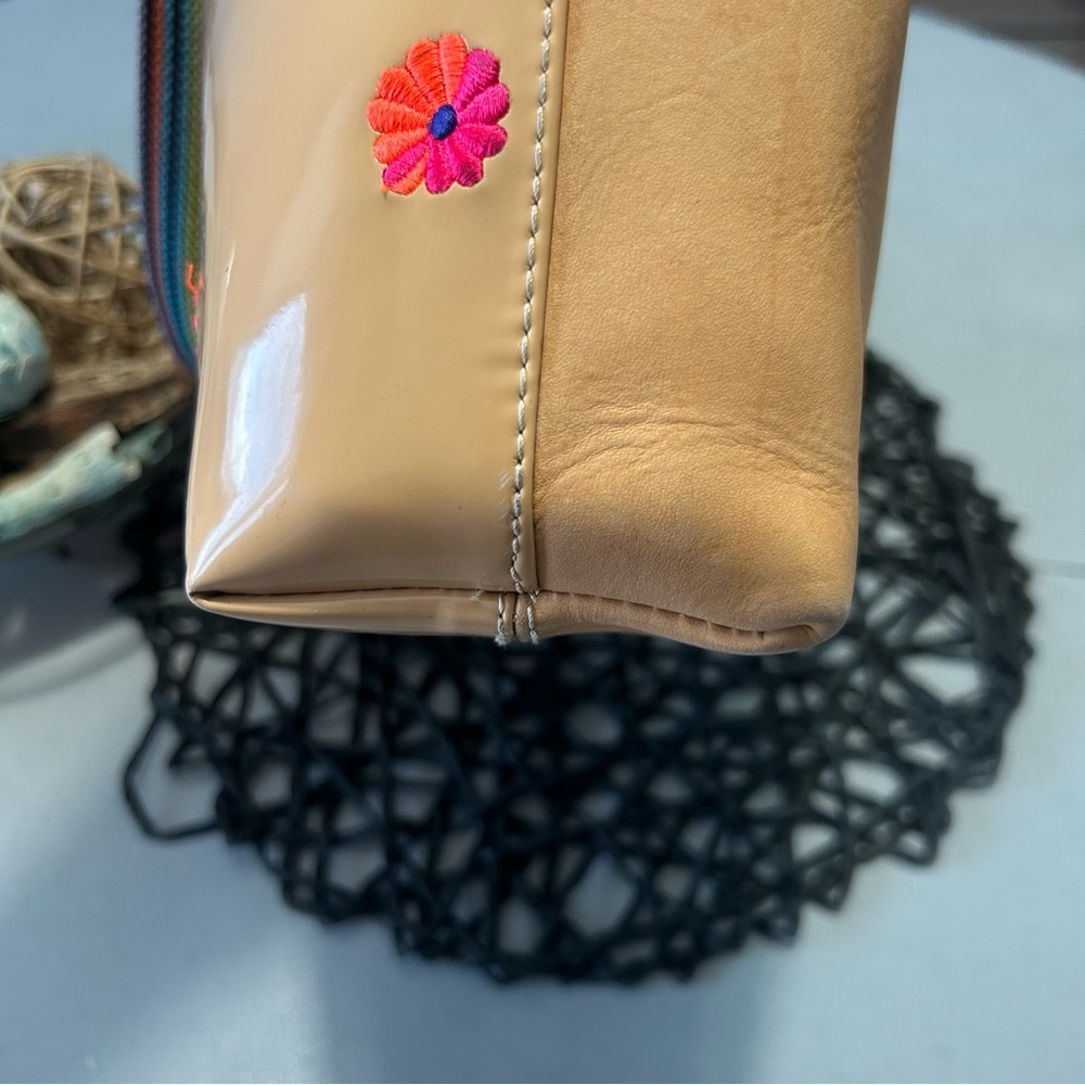 🌸🌼🌺 Consuela Brett Easy Tote Tan Patent Tote - Pink and Orange Floral Appliqués - Picture 16 of 16